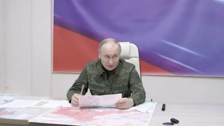 Putin, in military Uniform, orders swift defeat of Ukrainian forces in Kursk